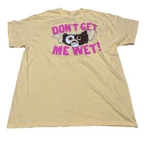 Gremlins Gizmo “Don’t Get Me Wet” Graphic Tee Yellow XL Funny 80s Movie T-Shirt